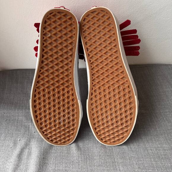 VANS x PEANUTS SK8-Hi Moc Sneakers Womens 10 Mens 8.5 Red Suede Fringe Snoopy - Picture 8 of 10